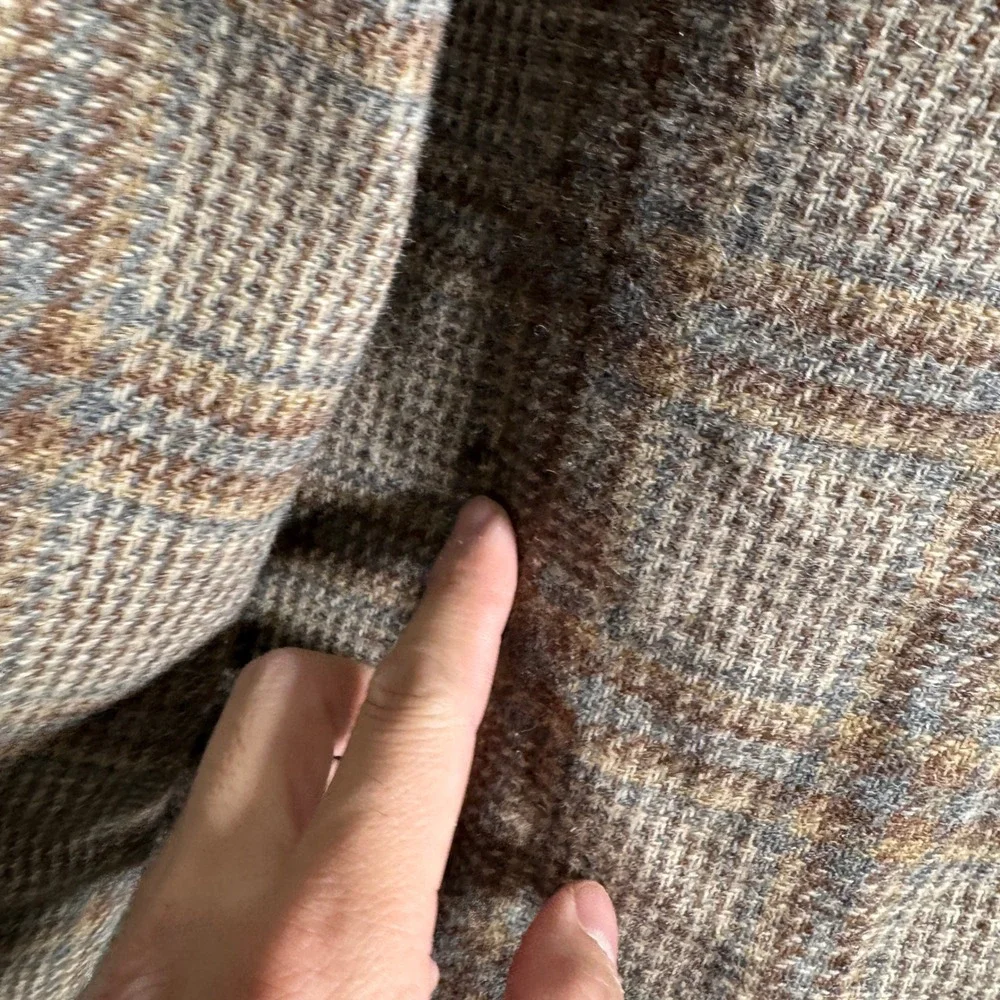 Vtg Hart Schaffner Marx 42R Plaid Wool Blazer‎ Tweed Men Brown Tan Classic Fit